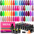 MEFA 35 Pcs Gel Nail Polish Set, 32 Colors Christmas Neon Rainbow Bright Gel Nail Polish Yellow Hot Pink Nail Art Manicure DIY Decoration Beginners Salon Home Gift for Women