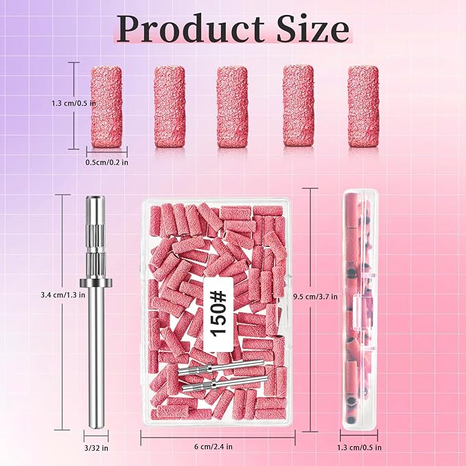 150 Grit Mini Sanding Bands for Nail Drill Bit - 100 Pcs, 3.1 MM Small Sanding Bands for Manicures and Pedicure