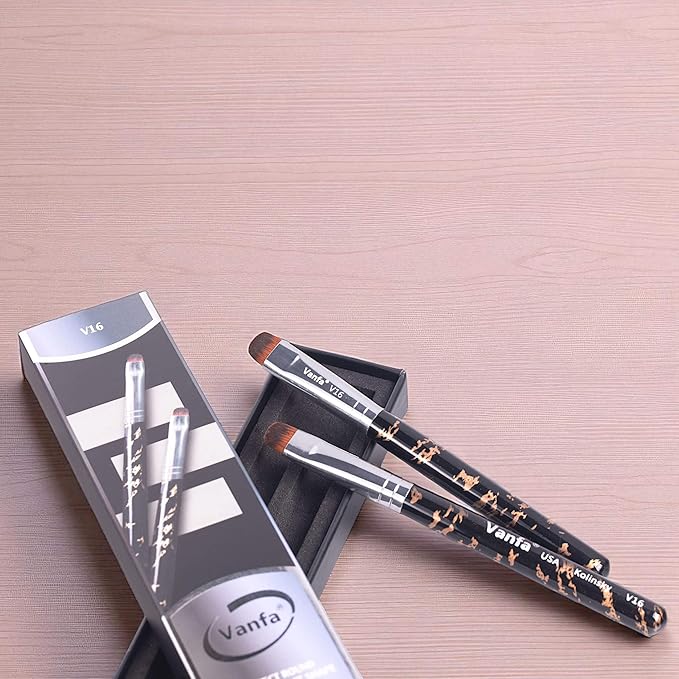 Vanfa French Brush for Nails, Gel Nail Brush, Clean up brush, Nail Art Brush with Kolinsky Hair (V16 - Pack of 2)