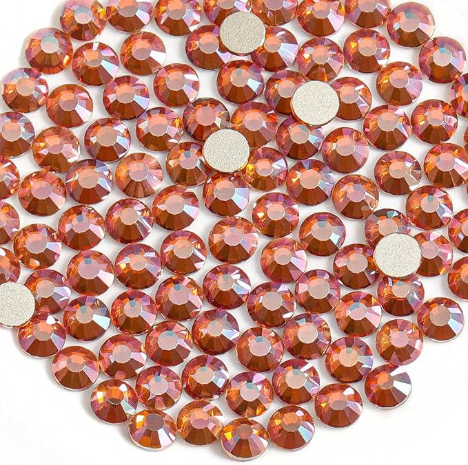 Beadsland 2880pcs Flat Back Crystal Rhinestones Round Gems for Nail Art and Craft Glue Fix, Amber, SS16,3.8-4.0mm