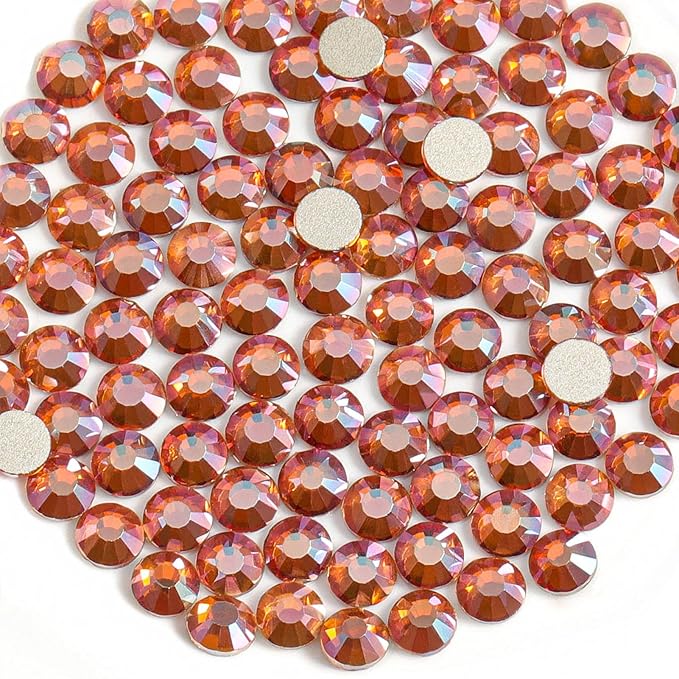 Beadsland Flat Back Crystal Rhinestones Round Gems for Nail Art and Craft Glue Fix, Amber, 2.7-2.9mm, SS10/1440pcs
