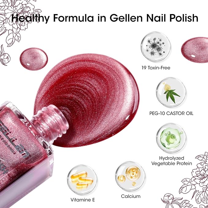 GELLEN Quick Dry Cat Eye Nail Polish Kit, Grey Brown Magnetic Fingernail Polish Set, Fast Drying Glitter Nail Lacquer Non Gel with Magnet Tool, DIY Salon Home