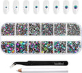 Beadsland Rhinestones for Makeup,8 Sizes 2500pcs Green Flatback Rhinestones Face Gems for Nails Crafts with Tweezers and Wax Pencil,Green Volcano,SS4-SS30