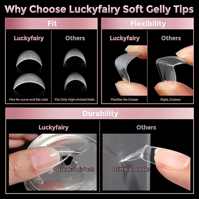 Almond Nail Tips: 240pcs Pointed Almond Soft Gel Nail Tips, Pre-shape Short Nails, Half Matte Full Cover Clear Acrylic Fake Press On Nails for Nail Extension Home Nail Art 12 Sizes Gelly Tips