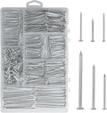 376pcs Premium Hardware Nails Assortment Kit, Maximum Length 2 Inches Galvanized, Picture Hanging, Wood, Wall with Storage Box | 6 Sizes