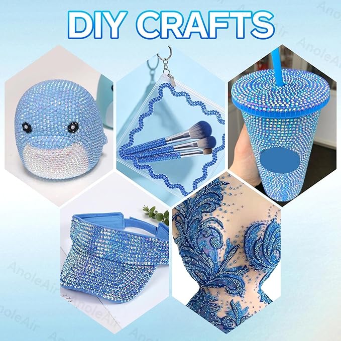 26000PCS Blue Resin Flatback Rhinestones for Crafting, Resin Rhinestones for Bedazzling Kit, 2/3/4/5/6mm Flatback Gems Jewels for DIY Mugs Tumblers Clothing Shoes Nail Art