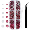 4240Pcs Flatback Rose Rhinestones Glass Crystal Diamonds for Nail Art Face Jewels Sparkly Round with Tweezers and Picking Pen (SS6~SS20 Set)