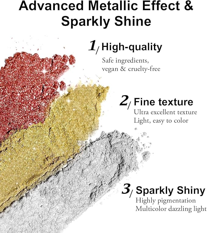 100% Metallic Effect Gold Chrome Nail Powder BISHENGYF: Holographic Mirror Glitter Gold Chrome Pigment Manicure Silver Copper Rose Gold Chrome Nail Powder for Nails Art DIY Decoration Gift