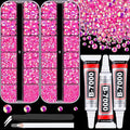 Resin Rhinestones for Crafting with 3Pcs 10ml B7000 Jewelry Glue, 2 Boxes Hot Pink AB Flatback Gems Crystals Diamond for Bedazzling Crafts DIY Nail Art Makeup,Gems for Clothing Tumblers Shoes