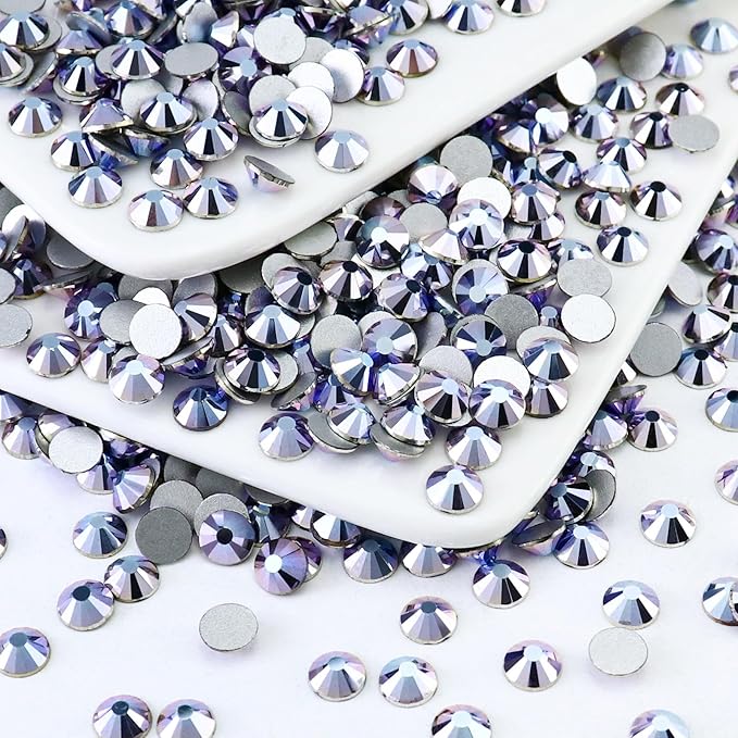 1440PCS SS20 Flatback Crystal Rhinestones Round Gems for Nail Art and Craft Clothes Glue Fix, Blue Lotus Purple (4.6-4.8mm)