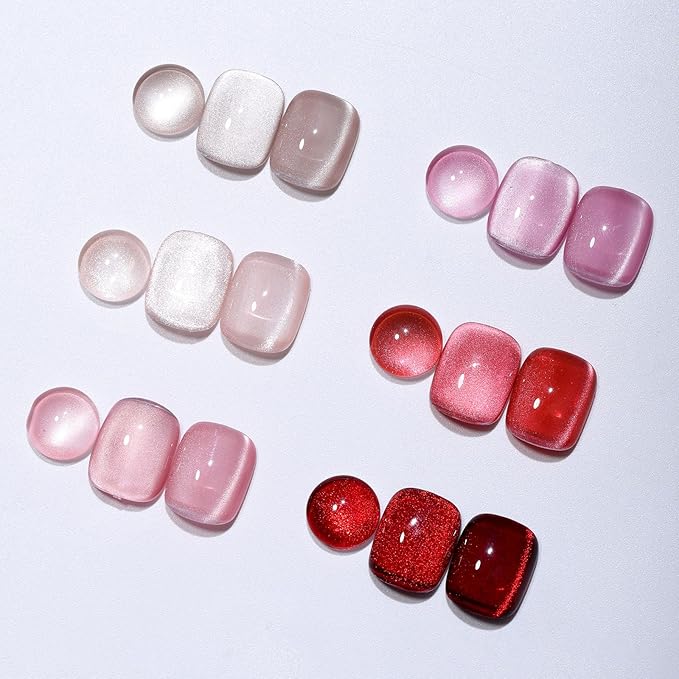 Cat Eye Gel Nail Polish Set, 6 Colors 12ML Spring Summer Glitter Magnetic Nail Polish Gel with Magnet, Soak Off UV LED for Home Salon Manicure Gift for Women