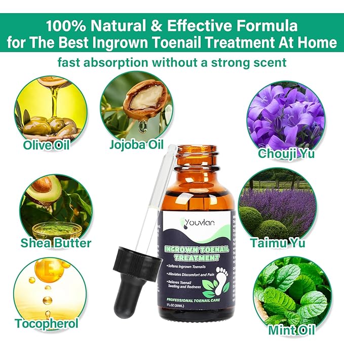 Ingrown Toenail Treatment - Ingrown Toenail Softener Drops,Toenail Lifter,Nail Patches,Best Ingrown Toenail Kit at Home for Easy Trim Thick Toe Nails Cleaner Tool Kit