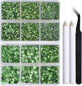 Bymitel Hotfix Crystal Rhinestones Round Gems for Crafts,Mixed 6 Sizes with Wax Pencil Kit, Peridot 1.6-6.3mm SS4-SS30/8000pcs