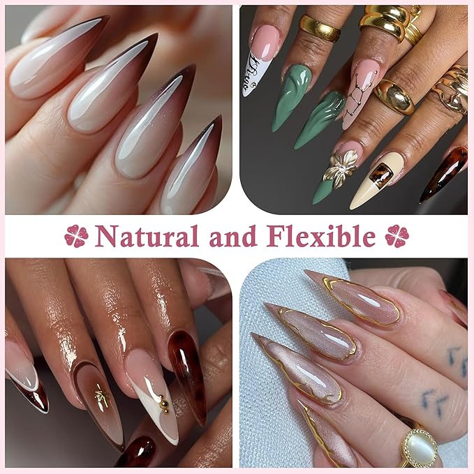 Long Stiletto Nail Tips: 240pcs Long Almond Matted Stiletto Gel Nail Tips No C Curve False Acrylic Fake Nails Full Cover Press On Nails Extensions DIY Home Salon 12 Sizes