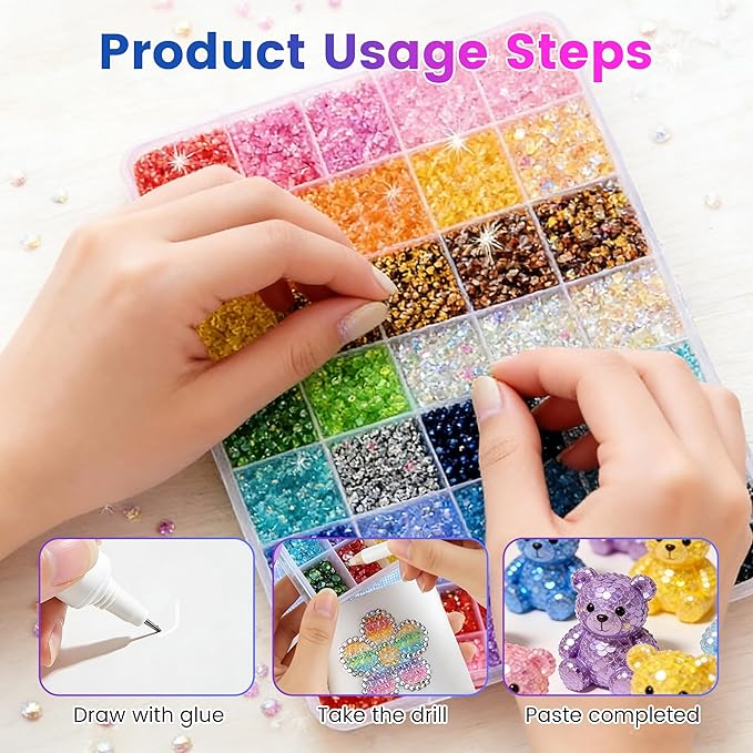 Bedazzler Kit with Rhinestones, 2026 New Resin Jelly Rhinestones for Bedazzling, Multicolor 3mm Flatback Gems for Nail Diamond Art Crafting Book Makeup (24000)