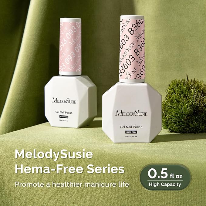 MelodySusie Hema Free Gel Nail Polish, 0.5 Fl Oz Thick Pastel Pink Gel Polish, Non-Toxic, Long Lasting, Soak Off UV Nail Polish, Manicure Nail Design Salon DIY Nail Art at Hom B3603