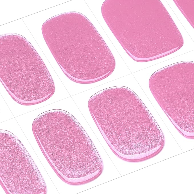 DANNI & TONI Semi Cured Gel Nail Strips Pinkish Purple (Luminous Shine) Mauve Gel Nail Wraps 28 Stickers