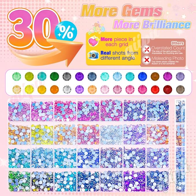 28 Color 5mm Crystal Resin Rhinestones w B7000 Glue for Bedazzling Crafting Flatback Colorful SS20 Stones Crystals Gems Diamonds Bedaazler Kit for Nails Eyes Face Makeup Tumblers Bottles Crafts