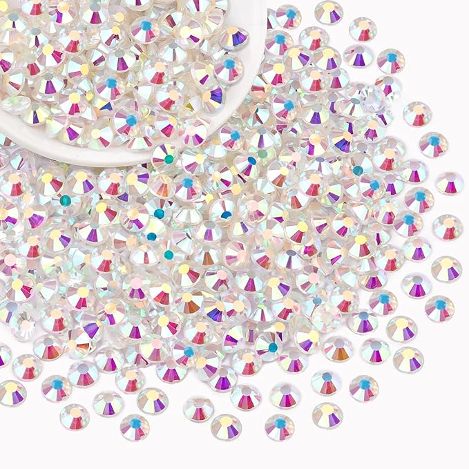 400PCS SS30/6mm Crystal Rhinestones (Transparent AB), Bedazzling Flatback Glass Rhinestones for Crafting, Gems Diomand Charm for Tumbler Shoes Clothing Mugs Nail Art