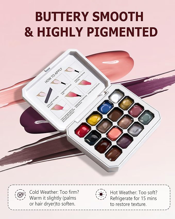 16 Colors Gradient Blooming Gel Nail Polish Palette, Aura Nail Art Kit for Blush Nails, Solid Creamy Gel for Ombre Nails, Sponge Patting Painting Gel, UV/LED Cured Nail Art Set for Beginners