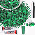 3000PCS SS8/2.5mm Crystal Rhinestones (Emerald Green) with 2Pcs 10ml B7000 Jewelry Glue, Bedazzling Flatback Glass Rhinestones for Crafting, Gems Diomand Charm for Tumbler Shoes Clothing Mugs Nail Art