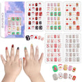 SIUSIO 120Pcs 5 Pack Press on Nails kids Children Acrylic Fake Nails Cute Pre-glue Full Cover Gradient Color Rainbow Short Stick On False Nail Art Kits Set for Kids Little Girls - Christmas Elves