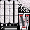 Resin Rhinestones for Crafting with B7000 Jewelry Glue, 2 Boxes White Flatback Crystals with 3Pcs 10ml Glue for Bedazzling Crafts DIY Nail Art Makeup，Non Hotfix Gems for Clothing Shoes