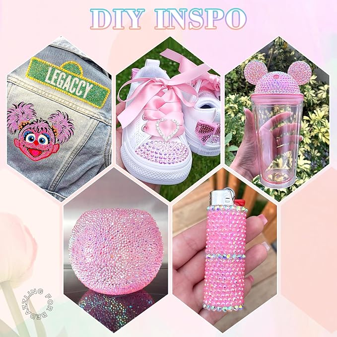 30000Pcs Resin Rhinestones for Bedazzling with 3Pcs B7000 Jewelry Glue, Light Pink AB Flatback Gems Rhinestones for Crafting, Clothing Tumblers Mugs Shoes Fabric Decor Nail Art