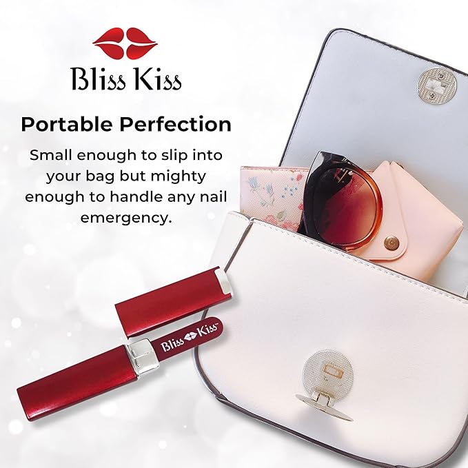 Bliss Kiss Simply Czech Crystal Glass Nail File case & Sleeve | Small Gentle Nail Files for Natural Nails, Durable Manicure Tool, Perfect Travel Size, Emery Boards Alternative