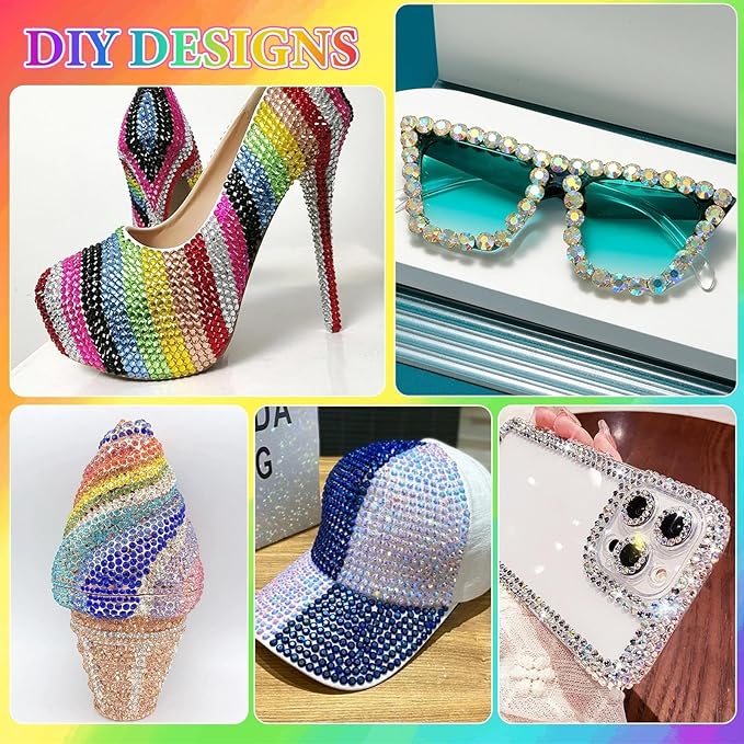 32000Pcs Rhinestones Bedazzling Kit with Tools, 3mm Color Resin Rhinestones for Bedazzling, Flatback Resin Gems for Crafts, Bedazzler Kit for Clothing Shoes DIY Face Makeup Tumblers