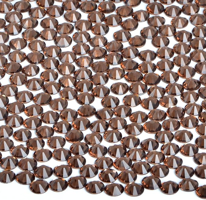144 Pieces SS30 Smoked Topaz Hotfix Rhinestones Flatback Round Crystal Glass Rhinestones Gems for Crafts Nail Face Art Clothes Shoes Bags DIY