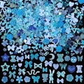 100 Pieces 3D Resin Butterfly Bear Nail Charms Rose Flower Peach Skirt Bow Deer Snake Rabbit Animal Shaped Nail Art Rhinestones Pearls for DIY Nail Art Decoration Making Craft (Blue)