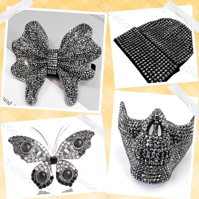 20000Pcs Dark Silver Flatback Jelly Resin Rhinestones for Bedazzling, Mix Sizes Crystal Rhinestones Gems, Dark Silver Gems Bedazzling for Crafting, Flatback Rhinestone for DIY Face Makeup Crafts