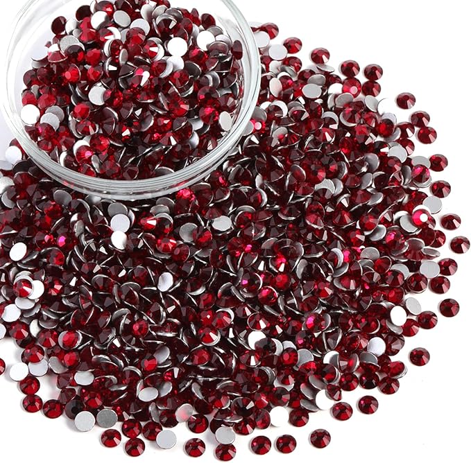 Beadsland Flatback Rhinestones Bulk,14400pcs Red Rhinestones for Nails Crafts Clothes DIY Decoration, Dark Siam, SS30, 6.3-6.5mm