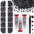 Resin Rhinestones for Crafting with 3Pcs 10ml B7000 Jewelry Glue, 1 Box Black Flatback Gems Crystals Diamond for Bedazzling Crafts DIY Nail Art Makeup, Gems for Clothing Tumblers Shoes