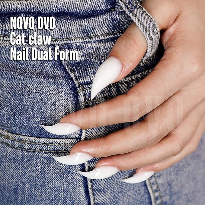 NOVO OVO Halloween Cat Claw Short Curved Stiletto Nail Dual Forms for Poly Gel Extension of 3D Eagle Hawk Curve Sculptural Acrylic Nails, Reusable Full Cover Molds Nail Art Design 280 Pcs 14 sizes
