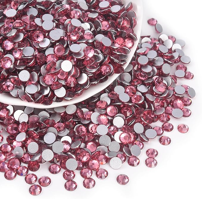 Blinginbox Glass Flatback Rhinestones Crystal Round Gems,Rose,SS10/1440pcs,2.7-2.9mm