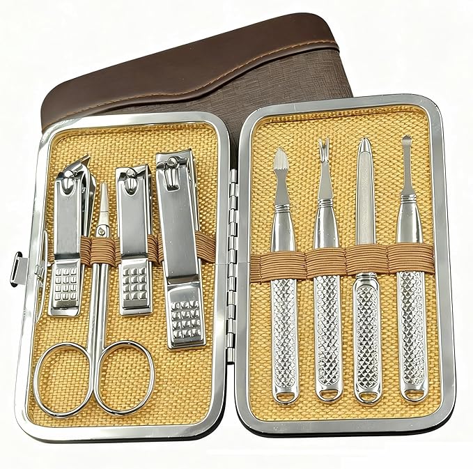 Manicure Set for Men and Women Professional Nail Clippers Kit with Travel Case Stainless Steel Pedicure Grooming Tools Accessories with Leather Case