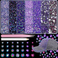 22300Pcs Flatback Purple Rhinestones for Bedazzling, 3mm-6mm Jelly Bedazzling Resin Gems, Purple Gems AB Bedazzling Kit for Crafting Nails Face Makeup Crafts Tumblers