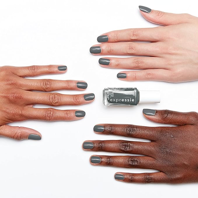 essie Expressie Nail Polish, Quick-Dry Muted Gray Nail Polish, Vegan, Cut To The Chase, 0.33 fl oz