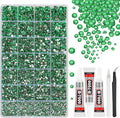 33000Pcs Dark Green Resin Jelly Rhinestones for Bedazzling, 2-6mm Flatback Gems for Diamond Art, Bedazzler Kit with 3Pcs 10ml B7000 Jewelry Glue for Crafting Crafts Nail Art