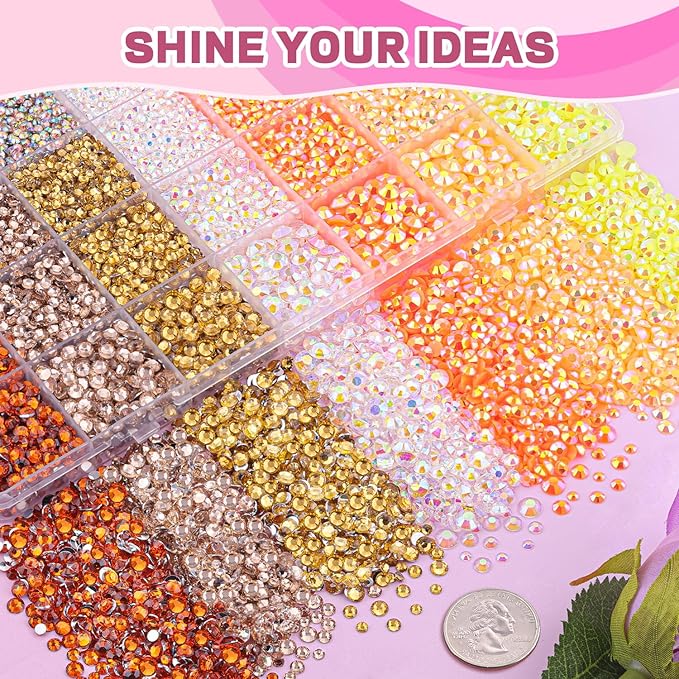 20000Pcs Yellow Rhinestones for Bedazzling with 3Pcs B7000 Jewelry Glue, Resin Rhinestones for Crafting Crafts，Bedazzler Kit Flatback Gems for Clothing Shoes Tumblers Nail Art