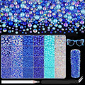 14000Pcs Flatback Pearls and Rhinestones for Crafting, Blue Series Mixed Size 3-8mm Resin Rhinestones and Half Pearls for Bedazzling, Nail Art with Tweezers and Pickup Pencil