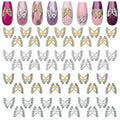 50 Pcs Silver & Gold Butterfly Nail Charms - Butterfly Charms for Nails with Sparkling Rhinestones, Detailed 3D Shape, Lightweight Alloy Build - Long-Lasting Shine Accessories for Eye-Catching Looks