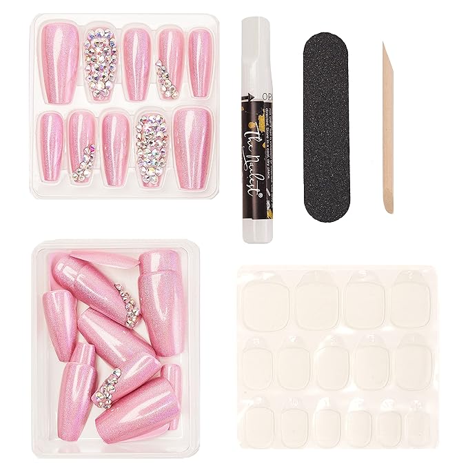 The Nailest - Instant Luxury Acrylic Press-on Nails-Medium Coffin- La Vie En Rose