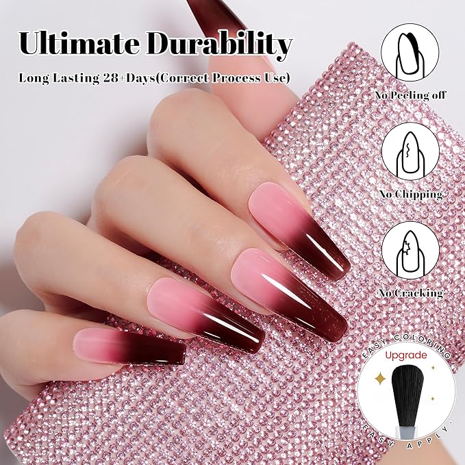 YTD Likomey Color Changing Gel Nail Polish,15ml Nude Pink To Burgundy Red Mood Temperature Change Colors UV Varnish,Fall Winter Thermal Manicure,HEMA Free TPO Free,WB434