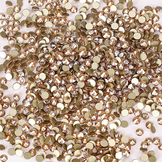 Novani Golden Shadow Rhinestones 1440pcs Flat Back Round Rhinestone Style 2088 Sparkly Crystal Gemstones for Nail Art and Crafting SS20,4.6-4.8mm