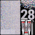 30000Pcs Resin Rhinestones for Bedazzling with Tweezers, Transparent AB Rhinestones for Crafting with 3Pcs 10ml B7000 Jewelry Glue for DIY Crafts Clothing Tumblers Shoes Fabric Nail Art