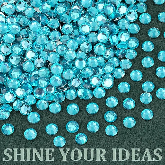 Resin Rhinestones for Crafting with B7000 Jewelry Glue, 1 Box Teal Blue Flatback Crystals with 3Pcs 10ml Glue for Bedazzling Crafts DIY Nail Art Makeup，Non Hotfix Gems for Clothing Shoes