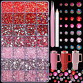 22300Pcs Red Pink Rhinestones for Bedazzling, 3mm-6mm Jelly Bedazzling Resin Gems, Hot Pink AB Gems Bedazzling Kit for Crafting Nails Face Makeup Crafts Tumblers